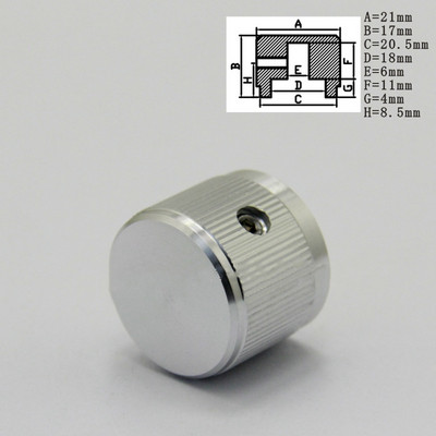 2 gab. 21 * 17 * 6 mm alumīnija sakausējuma potenciometra vadības poga, skaļuma regulēšanas poga Audio elektriskā ģitāras basa skrūve, tips 21 x 17 mm (dh)
