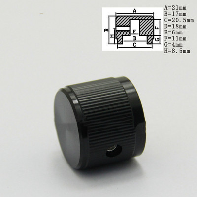 2 gab. 21 * 17 * 6 mm alumīnija sakausējuma potenciometra vadības poga, skaļuma regulēšanas poga Audio elektriskā ģitāras basa skrūve, tips 21 x 17 mm (dh)
