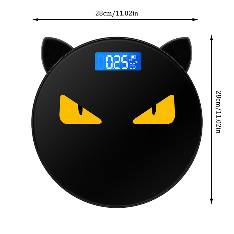 Mājas piederumi Augstas precizitātes elektroniskie svari Jauki kaķu ausis Personalizēti cilvēka ķermeņa apaļie svari Radoši melni svari