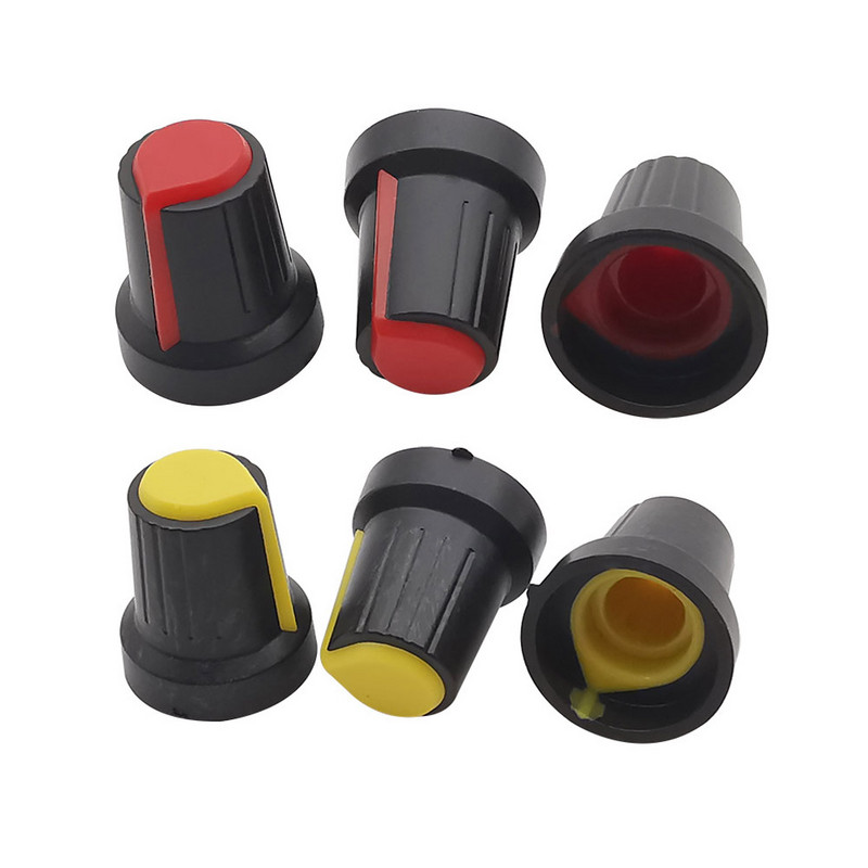 10 tk WH148 plastikust potentsiomeetri nupud kork potentsiomeetri nupu komplekt 15x17mm 6 mm võlli auk AG2 kollane oranž sinine valge punane roheline
