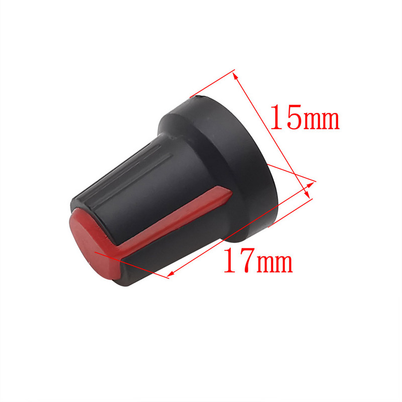 10 tk WH148 plastikust potentsiomeetri nupud kork potentsiomeetri nupu komplekt 15x17mm 6 mm võlli auk AG2 kollane oranž sinine valge punane roheline