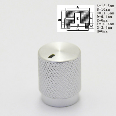 Alumīnija sakausējuma potenciometra vadības poga, skaļuma audio elektriskā ģitāras bass, skrūves tips 12,5 x 16 mm (dh)