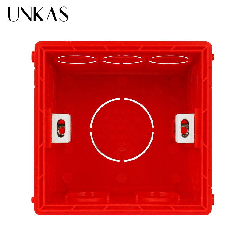 UNKAS Naujas Desigh PVC plastikinis reguliuojamas montavimo dėžutės vidinė kasetė 86*83*50 skirta 86 tipo jungikliui ir lizdui