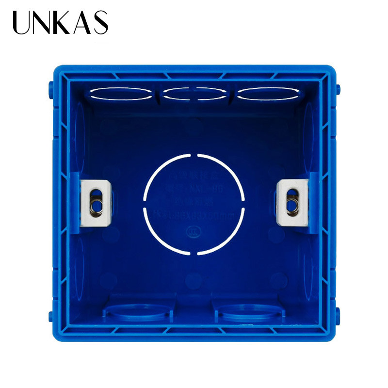UNKAS Naujas Desigh PVC plastikinis reguliuojamas montavimo dėžutės vidinė kasetė 86*83*50 skirta 86 tipo jungikliui ir lizdui