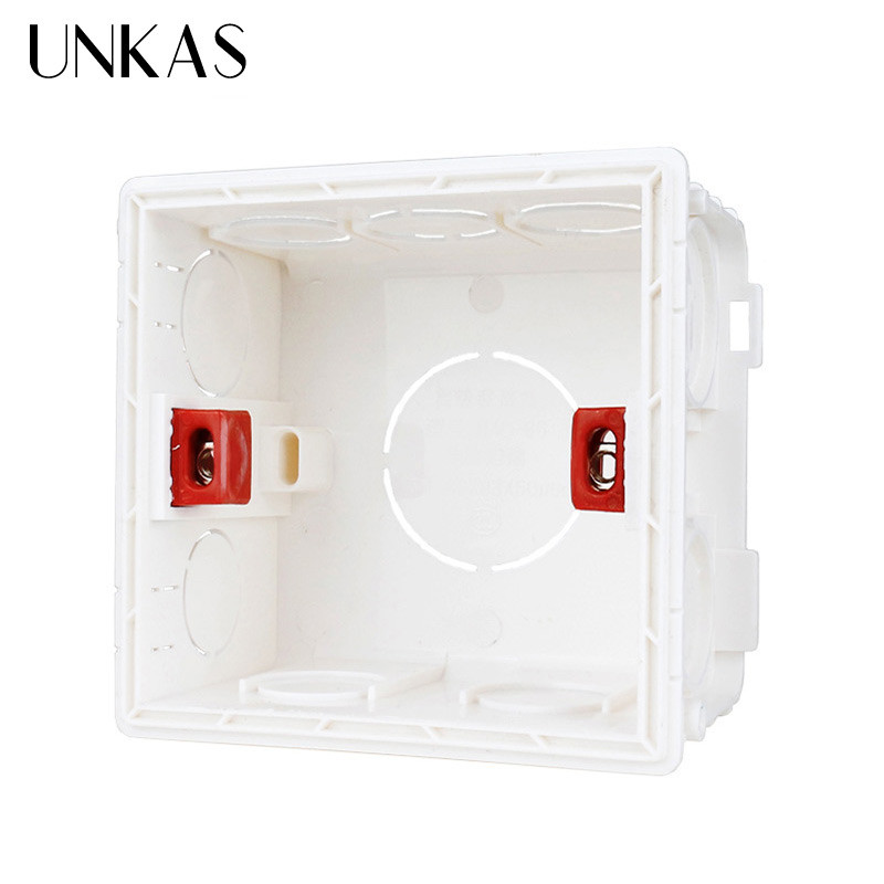 UNKAS Naujas Desigh PVC plastikinis reguliuojamas montavimo dėžutės vidinė kasetė 86*83*50 skirta 86 tipo jungikliui ir lizdui
