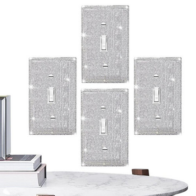 Blingi väljalaskeava kaaned 4 tk valguslüliti kate Dekoratiivne esteetiline hõbedane läikiv hõbekividest seinaplaat Dekoratiivne Bling