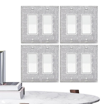 Blingi väljalaskeava kaaned 4 tk valguslüliti kate Dekoratiivne esteetiline hõbedane läikiv hõbekividest seinaplaat Dekoratiivne Bling