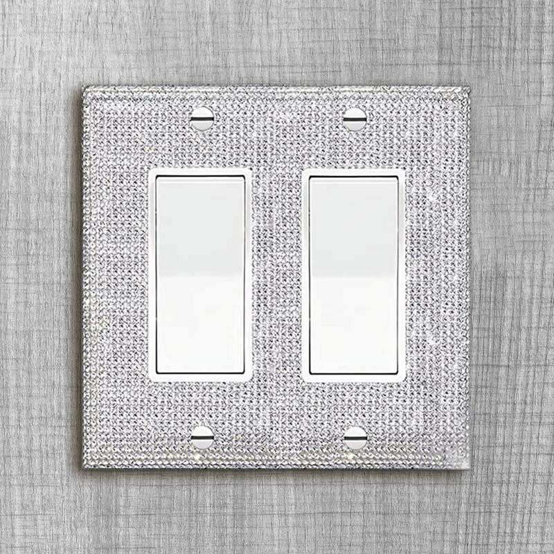 Blingi väljalaskeava kaaned 4 tk valguslüliti kate Dekoratiivne esteetiline hõbedane läikiv hõbekividest seinaplaat Dekoratiivne Bling