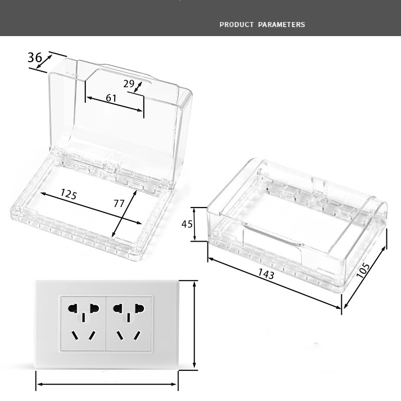 Pašlīmējoša ūdensnecaurlaidīga kārba 118 tipa universāla caurspīdīga slēdža ligzdas putekļu pārsegs vannas istabas virtuves kontaktligzdai šļakatām droša kaste