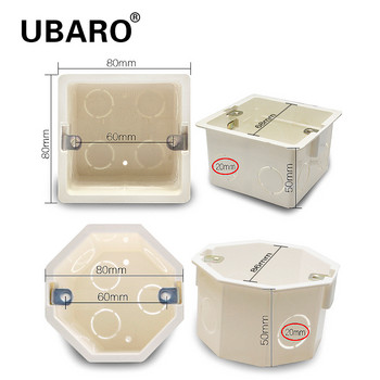UBARO Монтаж на гнездо и стенен ключ за осветление Скрита кутия PC Пластмасов огнеупорен материал Бяла повърхност Изход Разклонителна кутия