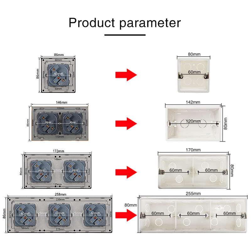 UBARO pistikupesa ja seinavalgusti lüliti paigaldamine varjatud kasti arvuti plastikust tulekindel materjal valge pind väljalaskeava ühenduskarp