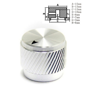 1 tk tipptasemel alumiiniumist nupuga potentsiomeetri nupp 15 * 13 * 6 mm helitugevuse lüliti pöördkodeerija nupud hõbedane/must/kuldne