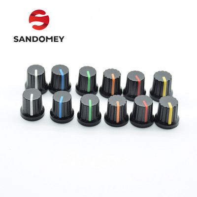 12 tk 6 mm võlli ava läbimõõt plastist keermestatud rihveldatud potentsiomeetri nuppude korgid