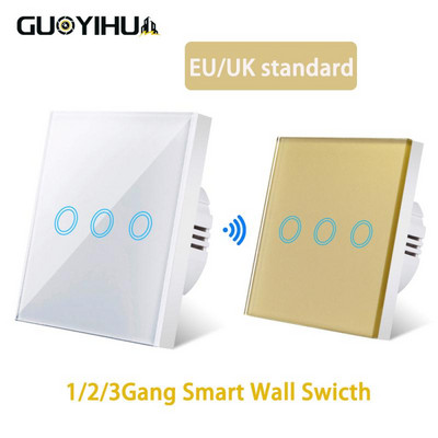 1/2/3Gang Smart Switch EU Wifi Smart Touch Light Switch Panel Не е необходим неутрален кабел Поддръжка Alexa Google Home Remote Control