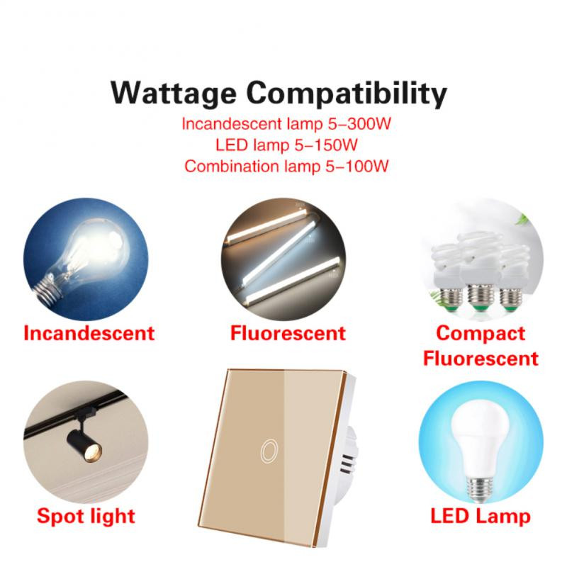 1/2/3Gang Smart Switch EU Wifi Smart Touch Light slēdža panelis Nav nepieciešams neitrāls vads Atbalsts Alexa Google mājas tālvadības pults