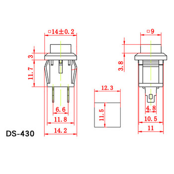 5 бр. DS-430 нормално отворен DS-431 нормално затворен бутон Превключвател на светлината Направи си сам сензорен превключвател Червен Зелен Жълт