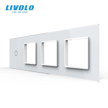 2022 Livolo White Pearl Crystal Glass, 294mm*80mm, πρότυπο ΕΕ, 1Gang &2 Frame Glass Panel, VL-C7-C1/SR/SR/SR-11