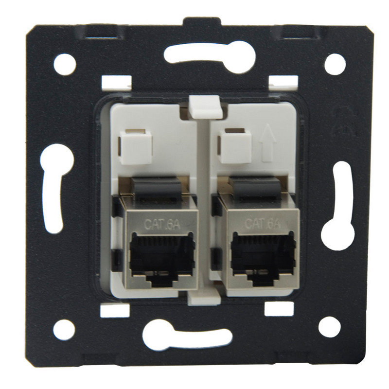 ES standarta Dual CAT6A RJ45 Sieviešu – Sieviešu stila ligzdas sienas plāksne