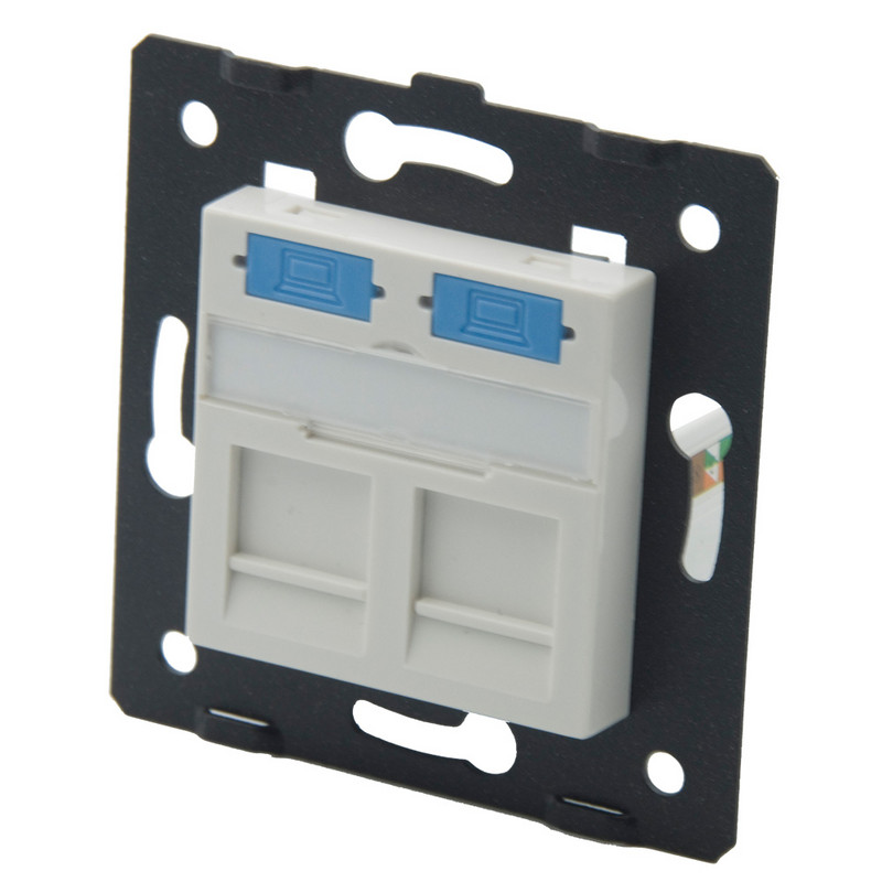 ES standarta Dual CAT6A RJ45 Sieviešu – Sieviešu stila ligzdas sienas plāksne