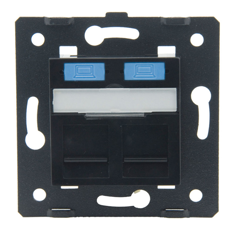 ES standarta Dual CAT6A RJ45 Sieviešu – Sieviešu stila ligzdas sienas plāksne