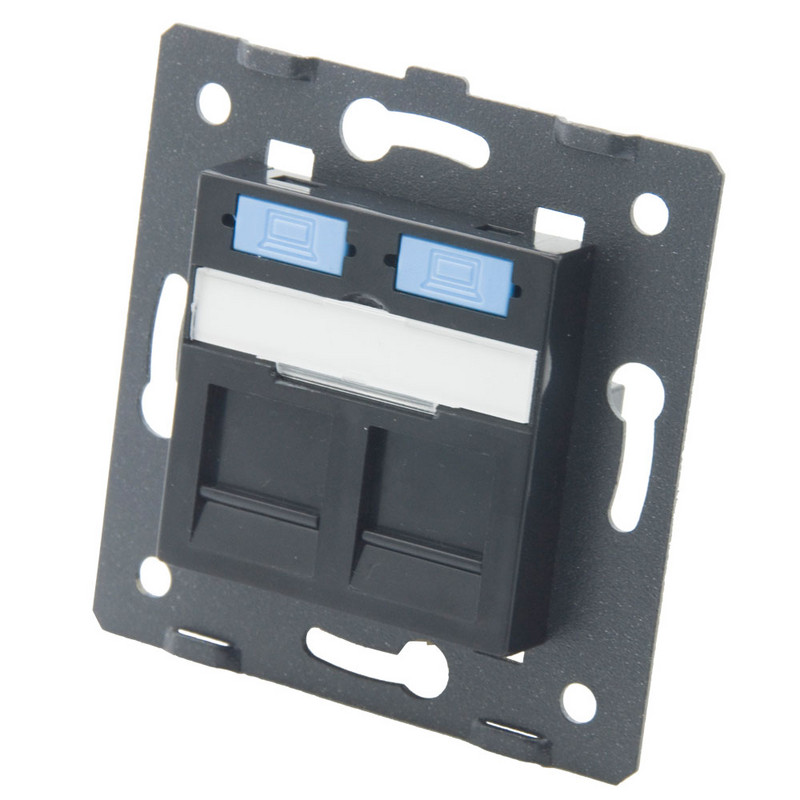 ES standarta Dual CAT6A RJ45 Sieviešu – Sieviešu stila ligzdas sienas plāksne