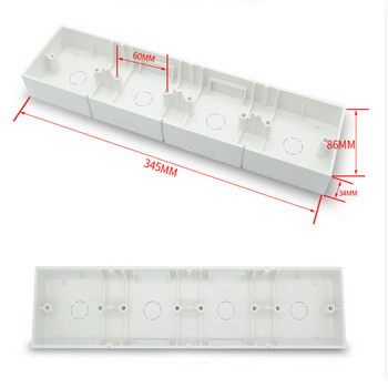 Инсталационна кутия Стенен превключвател за осветление Гнездо Основен модел L86 L173 L258 L344 Разклонителни долни кутии за повърхностен монтаж Тъмно бяла касета
