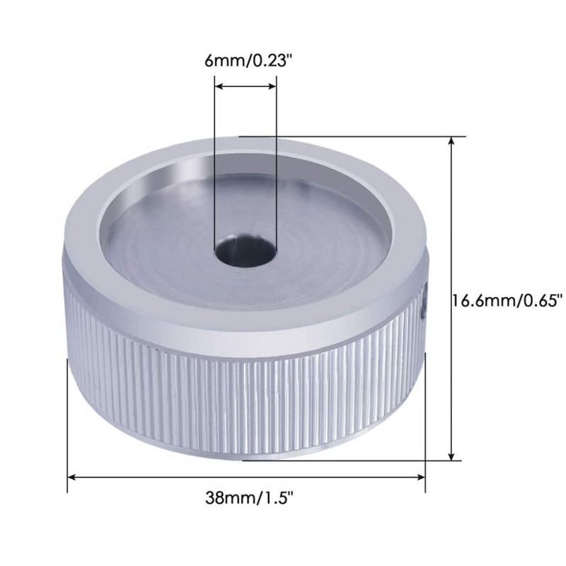 Gumb za upravljanje potenciometrom od aluminijske legure, glasnoća zvuka, električna gitara, bas gumb, tip vijka 38 x 16,6 mm (dh)