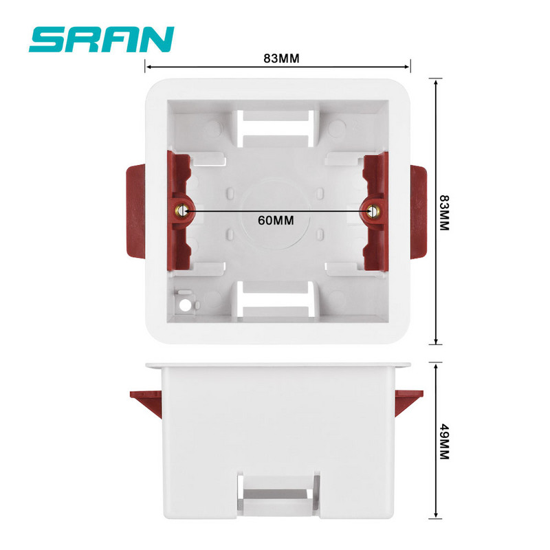 1 Gang Dry Oderes kaste ģipškartona plāksnēm / Drywall / ģipškartona plāksnēm 46mm dziļums sienas slēdzis BOX sienas kontaktligzdas kasete SRAN