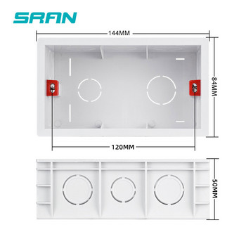 SRAN Нова кутия за стенен монтаж Вътрешна касета Бяла задна кутия 144*84*50 мм За 146 мм*86 мм Стандартни контакти и ключове