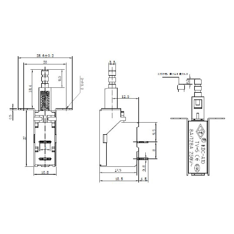 2 tk TV-5/KDC-A10 toitelüliti kõrge voolu toiteallika lüliti 2 kontaktiga 8A/128A 250 V