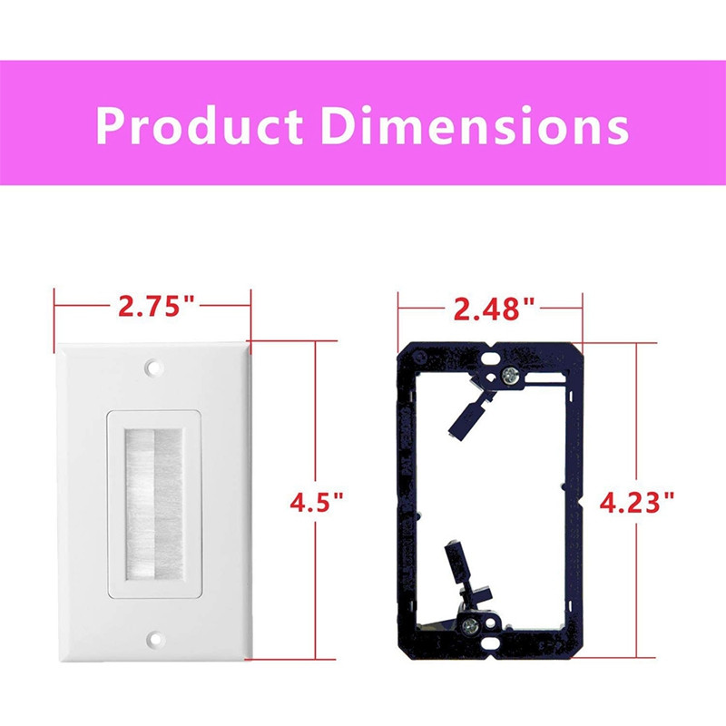 Komplet zidnih ploča Zidna ploča s jednom četkom i jednostrukim niskonaponskim montažnim nosačem Umetak za prolaz kabela