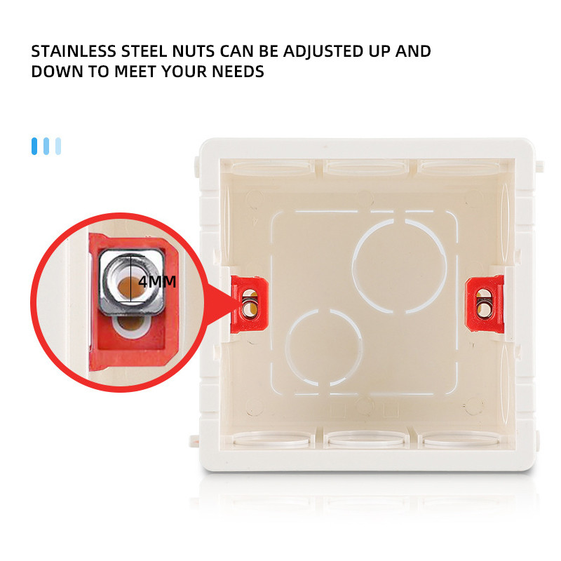 Avoir 86 tüüp ruudukujuline kasseti kinnituskarp seinakontakti lüliti juhe tume karbi paigalduskarp Sinine punane valge plastikust ühenduskarp