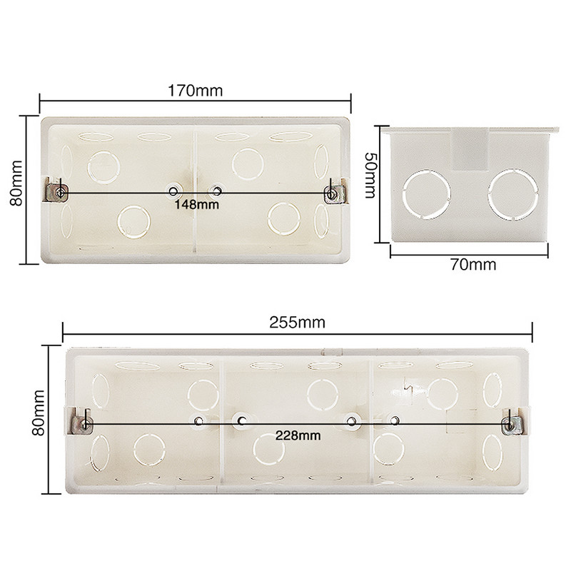 UBARO seinakontakti valguslüliti paigaldamine varjatud kasti arvuti plastikust tulekindel materjal valge pind väljalaskeava liitmik mitme korpusega