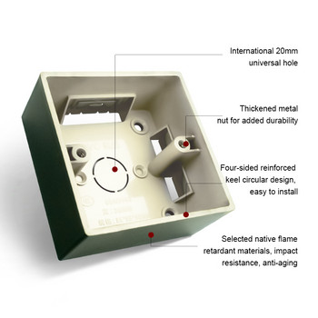 Кутия за външен монтаж на стена Avoir 86 Тип електрически превключвател Разклонителна кутия за свързване Квадратна кутия за повърхностен монтаж