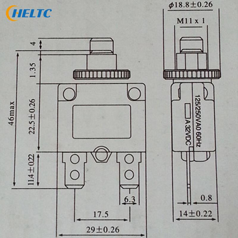 Kaitselüliti ülekoormuskaitse lüliti kaitse 3A 4A 5A 6A 8A 10A 15A 20A 30A termolüliti ülekoormuskaitse surunupp