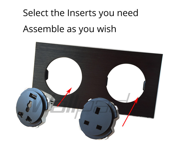 L6 DIY prilagodba Triple 3 Gang Bijela crna staklena okvirna ploča za L6 zidne umetke za utičnice prekidača