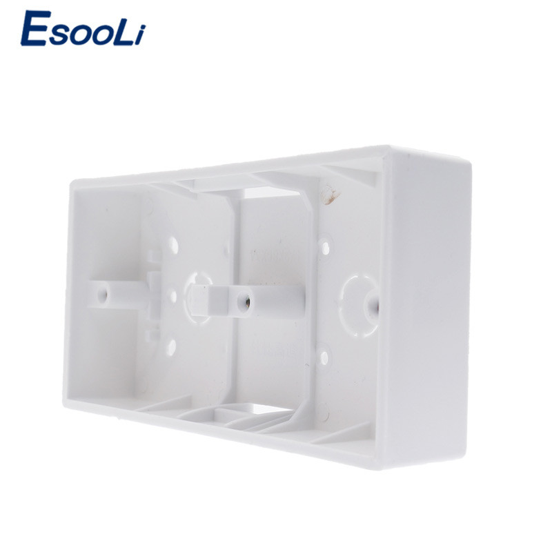 Esooli ārējā montāžas kaste 172 mm * 86 mm * 33 mm 86 tipa dubultskāriena slēdžiem vai kontaktligzdām ir piemērota jebkurai sienas virsmas pozīcijai