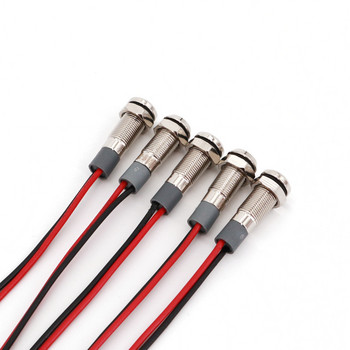 5 бр. Метални водоустойчиви 6 mm 12-24 VDC мини LED светлинен индикатор с кабел