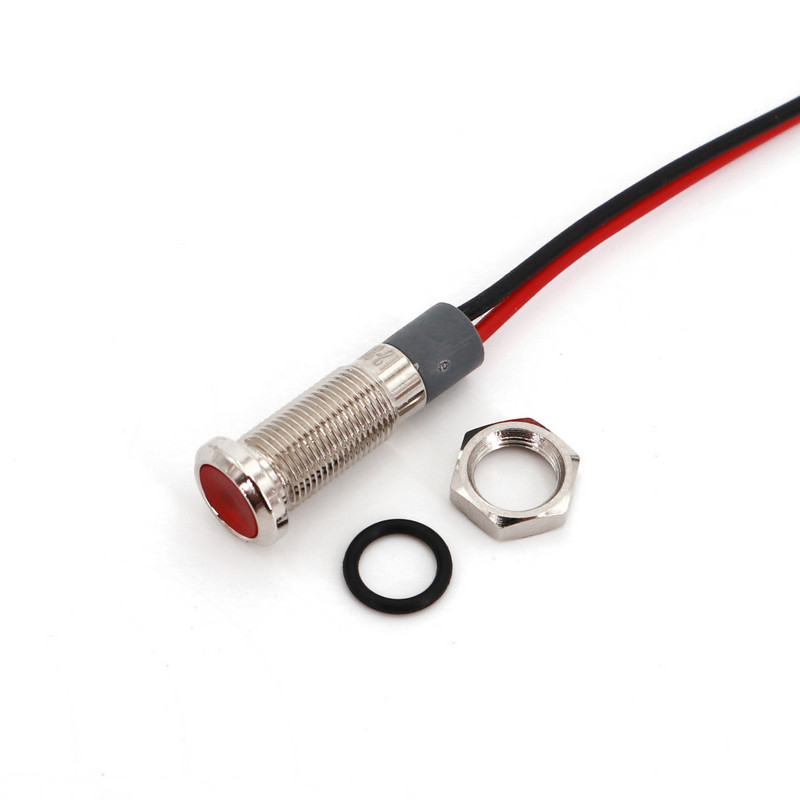 5 komada metalnih vodootpornih 6 mm 12-24 VDC mini LED svjetlosni indikator signala sa žicom