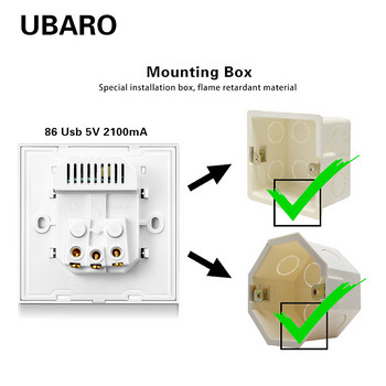 4 бр./Партида 86 Тип 5 CM гнездо Долна скрита кутия Бял PC Материал Повърхност USB Изход Стенен ключ за осветление Разклонителна кутия 86