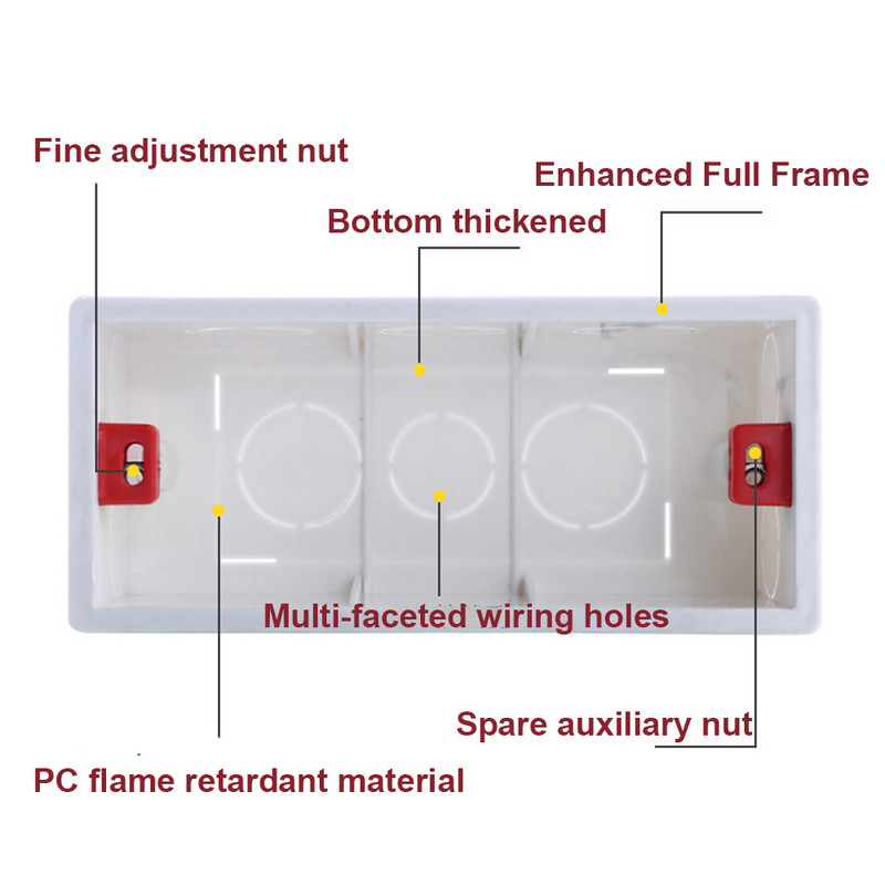 118 Razvodna kutija Pravokutna montaža na zid Praktične električne kutije za ugradnju Tajni vod za skrovište PC materijal otporan na plamen 1/2/3/4 puta