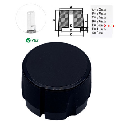 1Gb alumīnija sakausējuma potenciometra kodētāja skaļuma kontroles audio pogas vāciņš 6 mm vārpstas cauruma pogai (rievota vārpsta / D ass)
