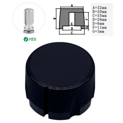 1Gb alumīnija sakausējuma potenciometra kodētāja skaļuma kontroles audio pogas vāciņš 6 mm vārpstas cauruma pogai (rievota vārpsta / D ass)