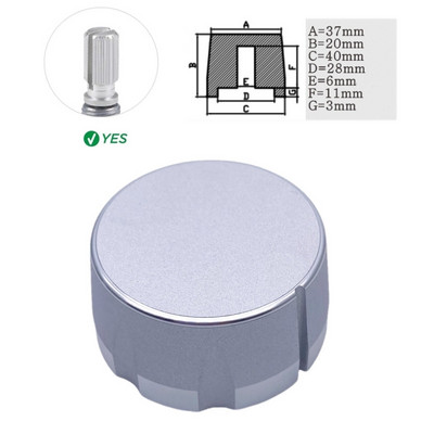 1Gb alumīnija sakausējuma potenciometra kodētāja skaļuma kontroles audio pogas vāciņš 6 mm vārpstas cauruma pogai (rievota vārpsta / D ass)