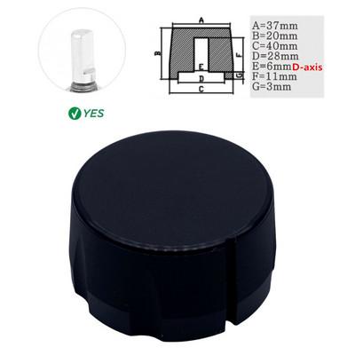 1Gb alumīnija sakausējuma potenciometra kodētāja skaļuma kontroles audio pogas vāciņš 6 mm vārpstas cauruma pogai (rievota vārpsta / D ass)