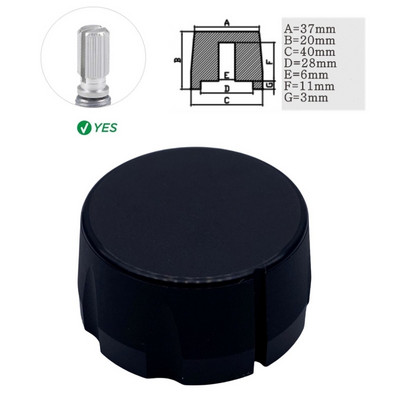 1Gb alumīnija sakausējuma potenciometra kodētāja skaļuma kontroles audio pogas vāciņš 6 mm vārpstas cauruma pogai (rievota vārpsta / D ass)