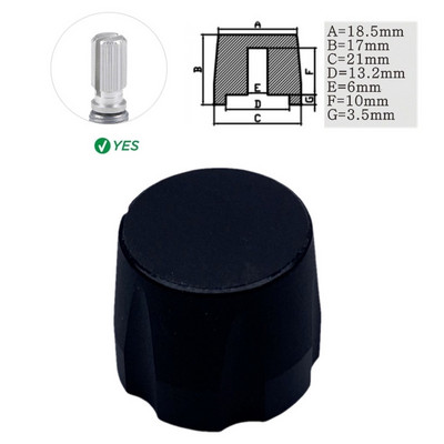 1Gb alumīnija sakausējuma potenciometra kodētāja skaļuma kontroles audio pogas vāciņš 6 mm vārpstas cauruma pogai (rievota vārpsta / D ass)