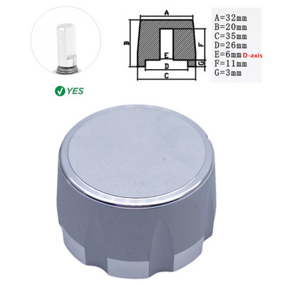 1Gb alumīnija sakausējuma potenciometra kodētāja skaļuma kontroles audio pogas vāciņš 6 mm vārpstas cauruma pogai (rievota vārpsta / D ass)