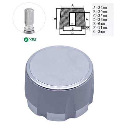 1Gb alumīnija sakausējuma potenciometra kodētāja skaļuma kontroles audio pogas vāciņš 6 mm vārpstas cauruma pogai (rievota vārpsta / D ass)
