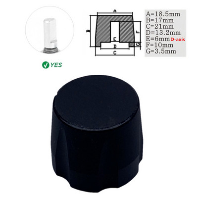 1Gb alumīnija sakausējuma potenciometra kodētāja skaļuma kontroles audio pogas vāciņš 6 mm vārpstas cauruma pogai (rievota vārpsta / D ass)